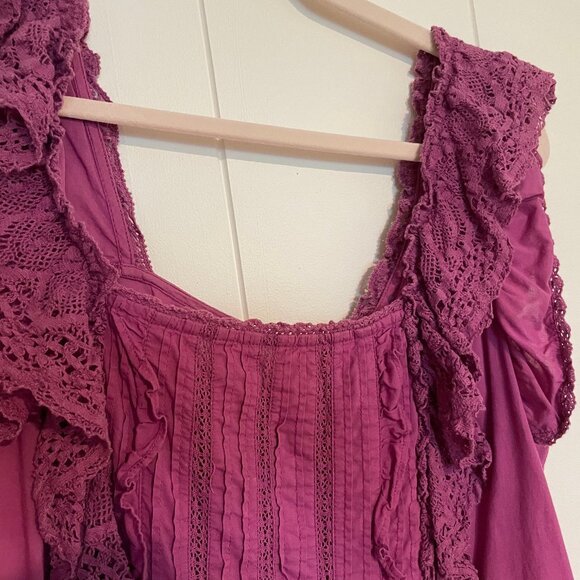 Sezane Lexy Blouse Square Neck Frill Cotton Top - Picture 4 of 7